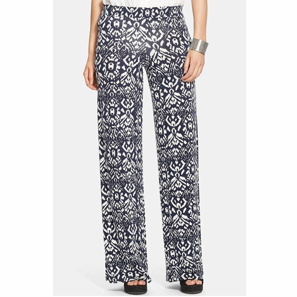 NWT Lauren Ralph Lauren Blue and White Wide Leg Pants